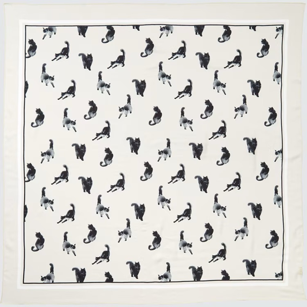 Uniqlo x Paul & Joe Black Cat Pattern Stole - Black and Cream NWT